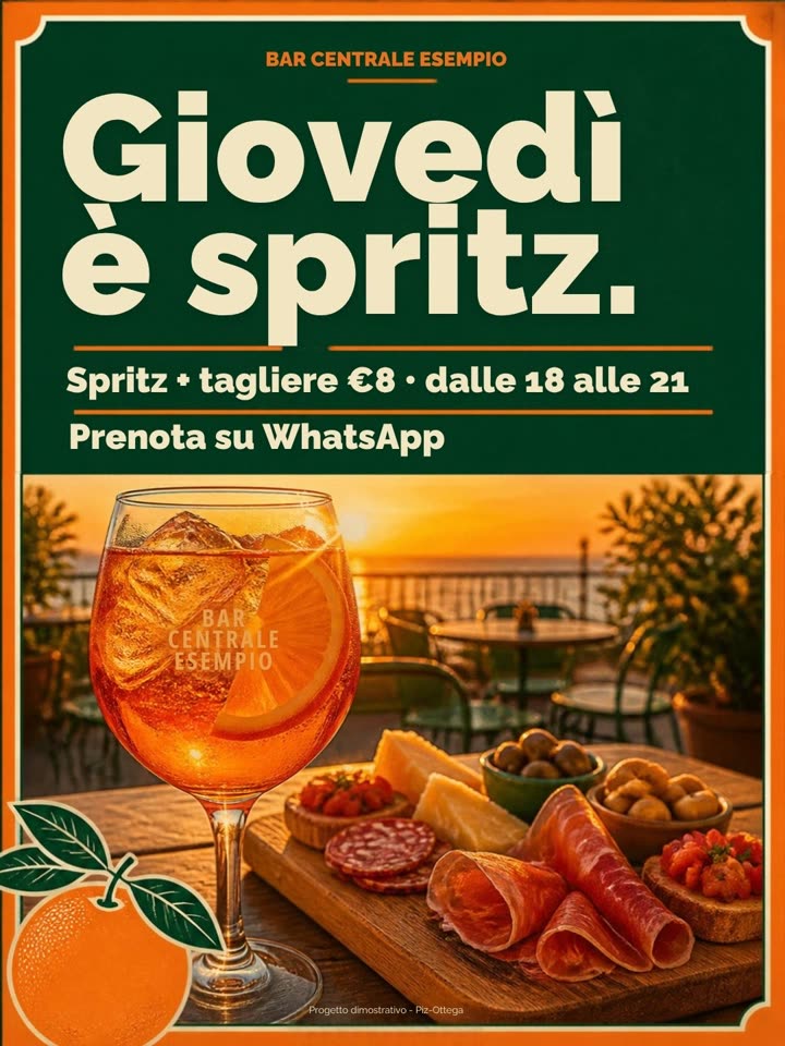 Post «Giovedì è spritz» per un bar inventato