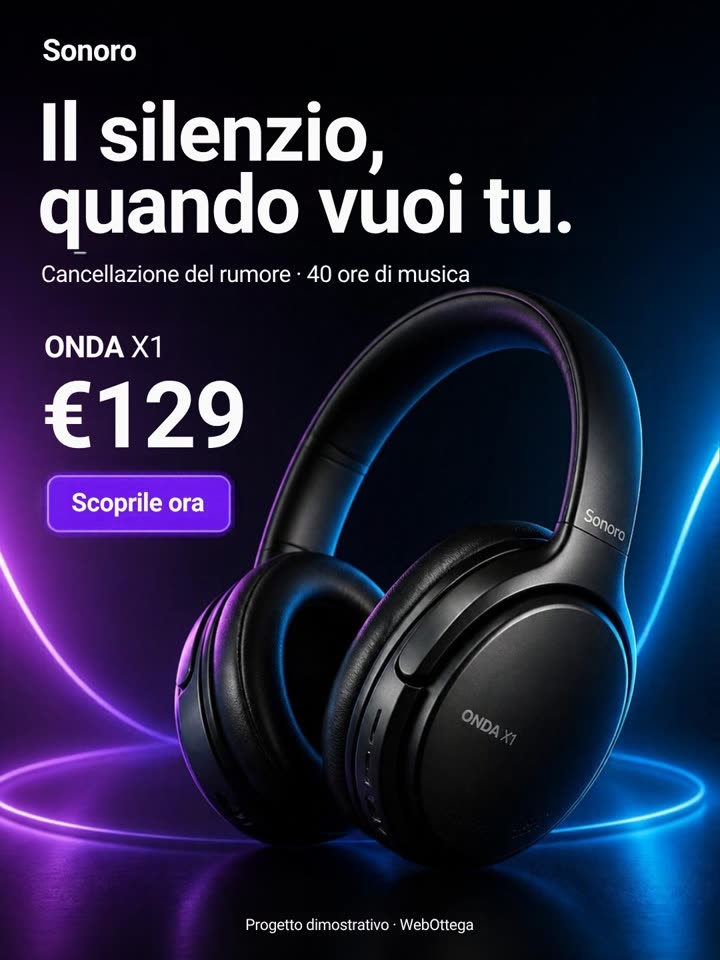 Pubblicità delle cuffie Onda X1, prodotto inventato