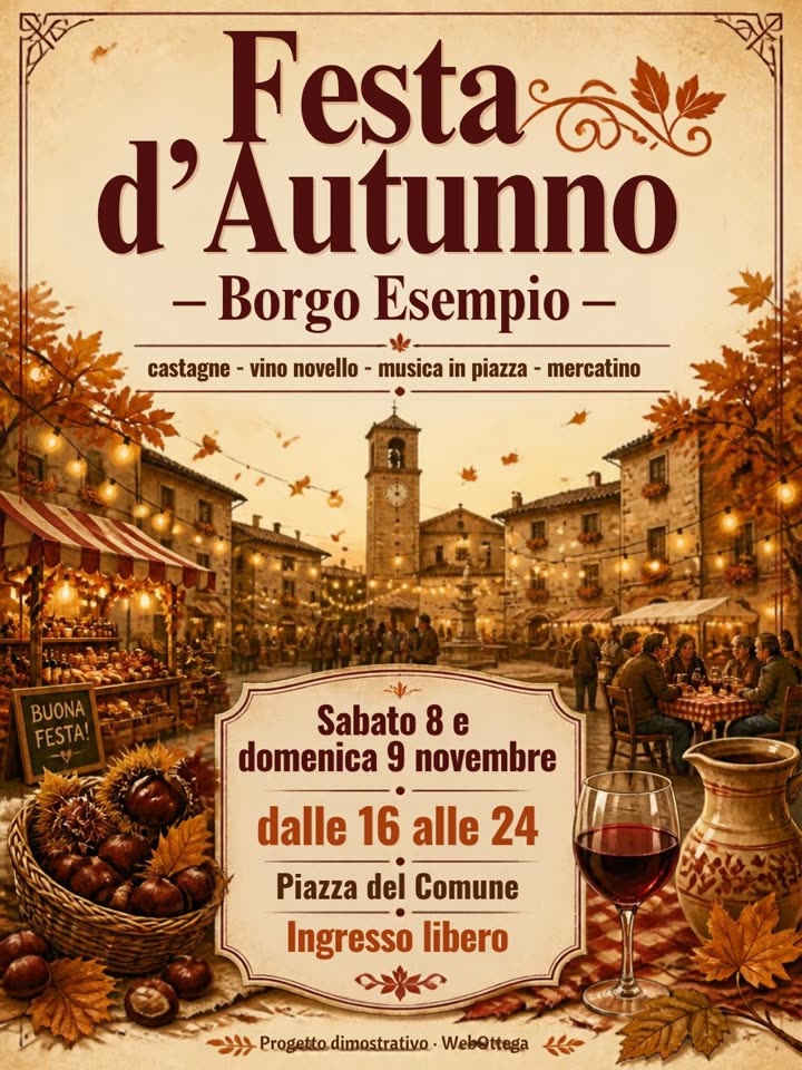 Locandina della Festa d'Autunno, manifestazione di paese inventata